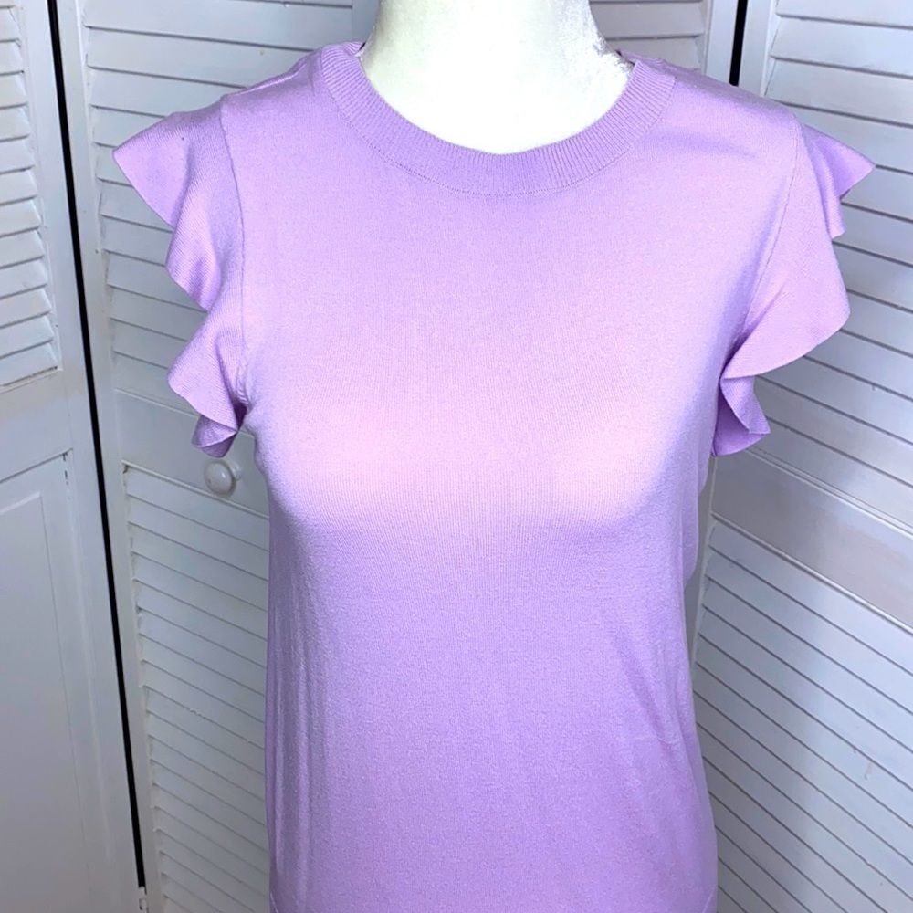“Nordstrom”Purple Ruffle Caped Sleeve Blouse